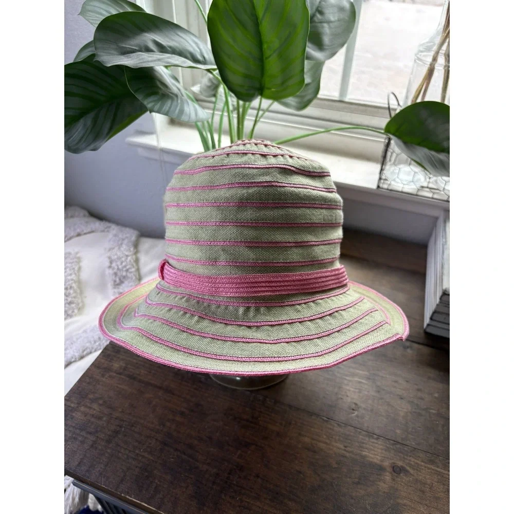 FERRUCCIO VECCHI Hat Beige Khaki Pink Vintage Italy Rare